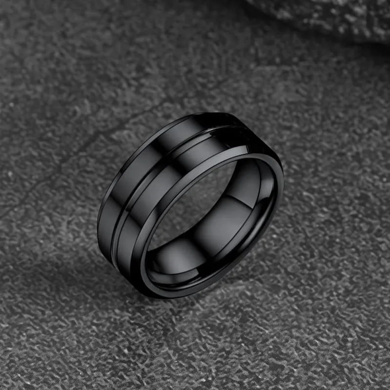Grooved Tungsten Carbide Wedding Band Ring For Men 8MM sold by FaithHeart product image thumbnail 5