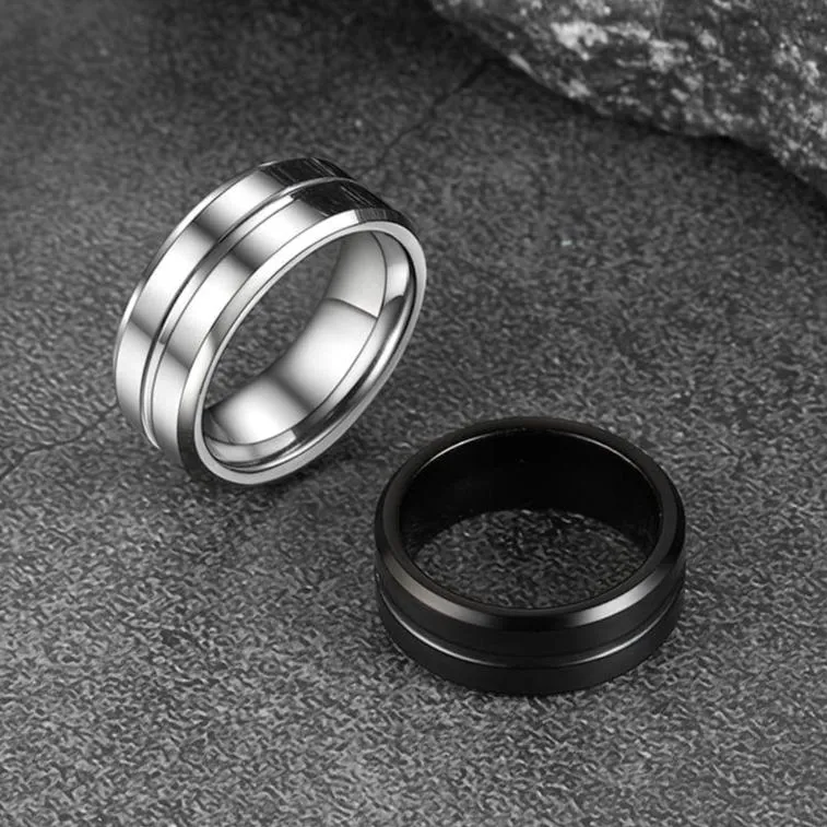 Grooved Tungsten Carbide Wedding Band Ring For Men 8MM sold by FaithHeart product image thumbnail 2