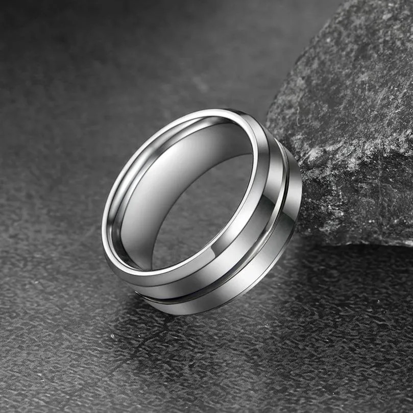 Grooved Tungsten Carbide Wedding Band Ring For Men 8MM sold by FaithHeart product image thumbnail 4