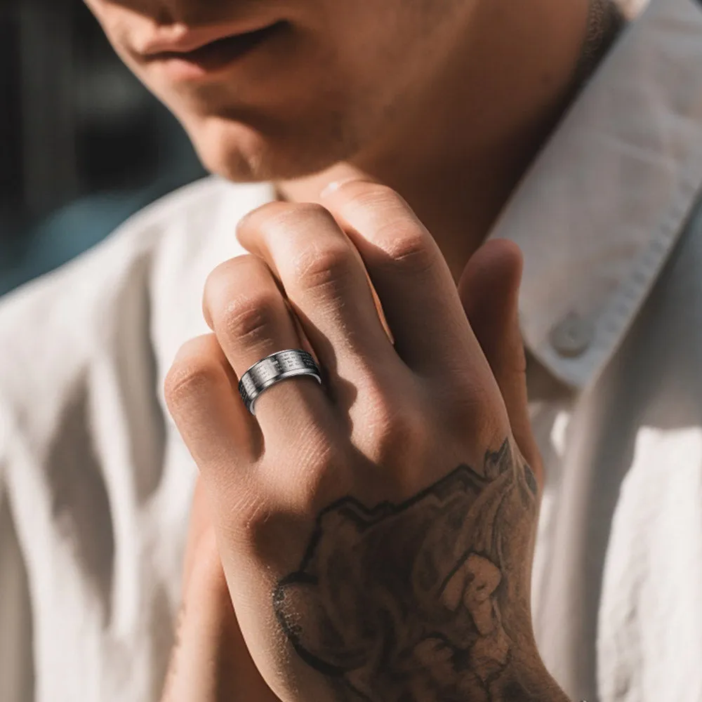 Christian Lord's Prayer Tungsten Carbide Band Ring For Men 8MM sold by FaithHeart product image thumbnail 2