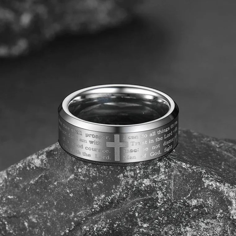Christian Lord's Prayer Tungsten Carbide Band Ring For Men 8MM sold by FaithHeart product image thumbnail 5