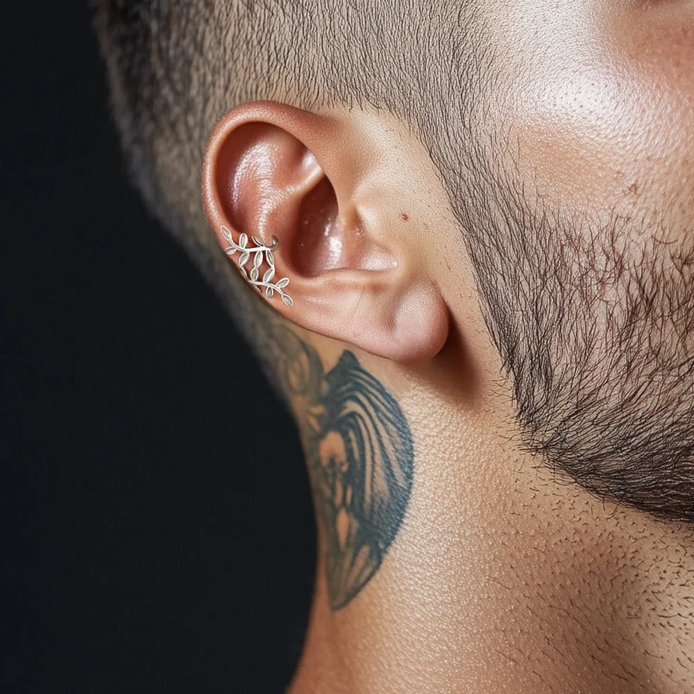 Sterling Silver Leaf Non Piercing Clip on Cartilage Ear Cuff Earrings 1PC sold by FaithHeart product image thumbnail 3