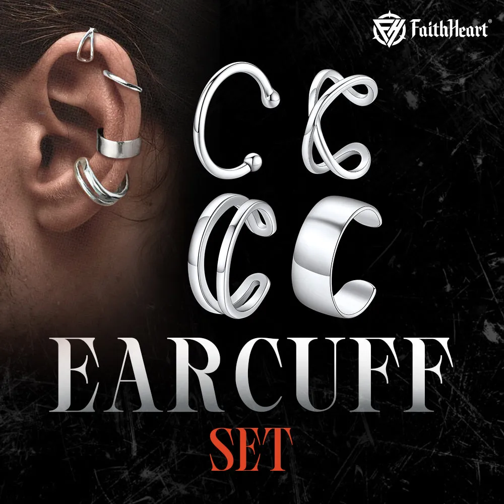 925 Sterling Silver Ear Cuff Non-Piercing Earrings Set 4 Pairs sold by FaithHeart product image thumbnail 4