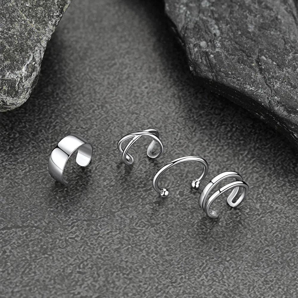 925 Sterling Silver Ear Cuff Non-Piercing Earrings Set 4 Pairs sold by FaithHeart product image thumbnail 5