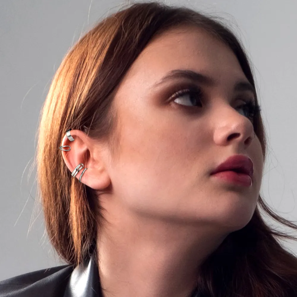 925 Sterling Silver Ear Cuff Non-Piercing Earrings Set 4 Pairs sold by FaithHeart product image thumbnail 3