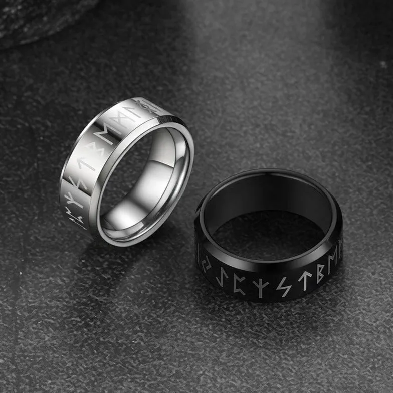 Norse Viking Runes Viking Band Ring for Men Women 8MM sold by FaithHeart product image thumbnail 3
