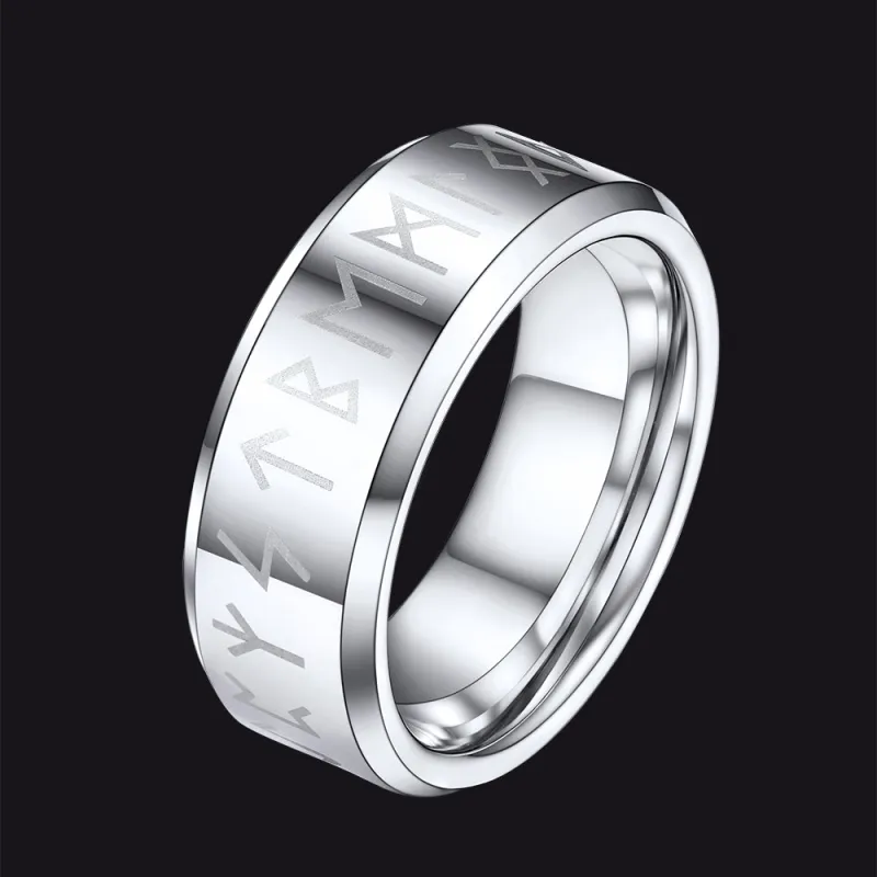 Norse Viking Runes Viking Band Ring for Men Women 8MM sold by FaithHeart