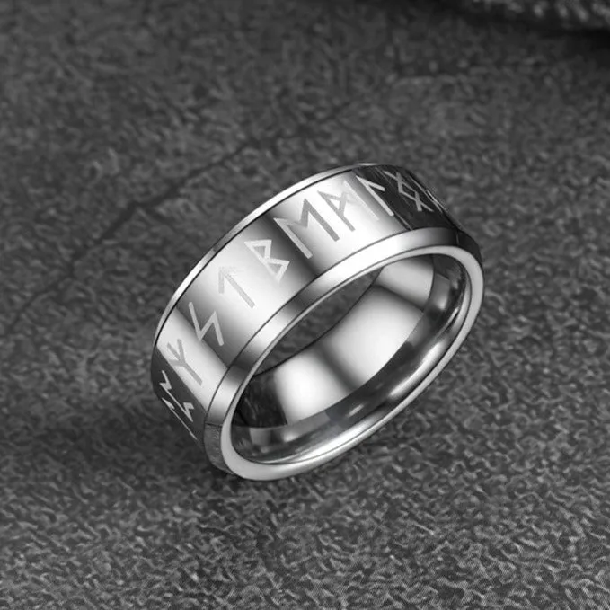 Norse Viking Runes Viking Band Ring for Men Women 8MM sold by FaithHeart product image thumbnail 4