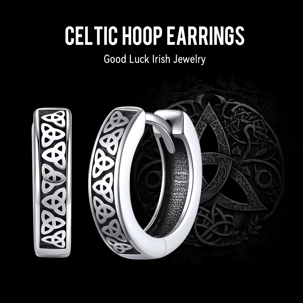 Sterling Silver Celtic Knot Huggie Hoop Earrings for Men sold by FaithHeart product image thumbnail 4