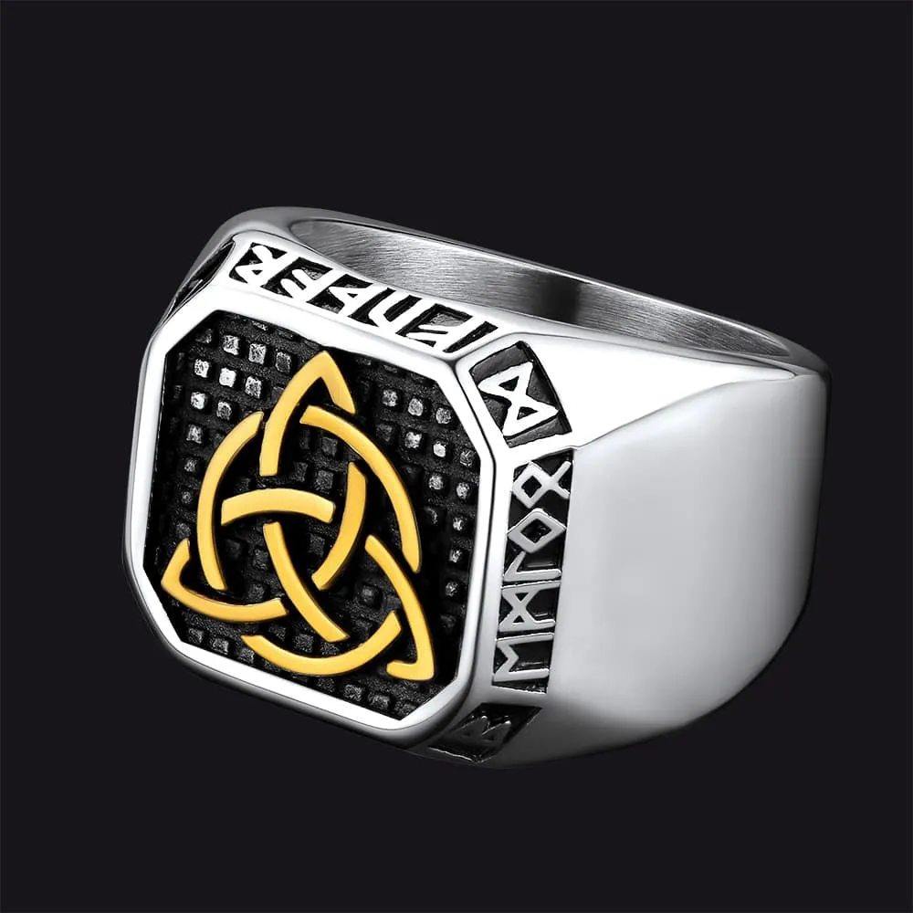 Celtic Knot Signet Ring with Viking Runes sold by FaithHeart