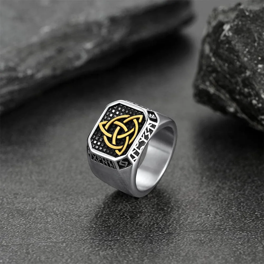 Celtic Knot Signet Ring with Viking Runes sold by FaithHeart product image thumbnail 5