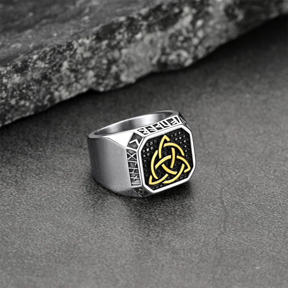 Celtic Knot Signet Ring with Viking Runes sold by FaithHeart product image thumbnail 2