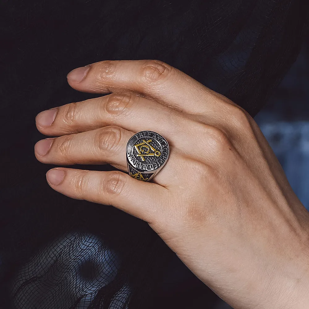 Stainless Steel Masonic Signet Ring for Men Freemasonry sold by FaithHeart product image thumbnail 2