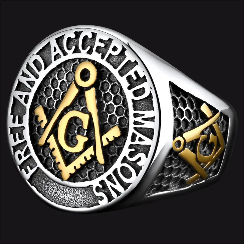 Stainless Steel Masonic Signet Ring for Men Freemasonry sold by FaithHeart