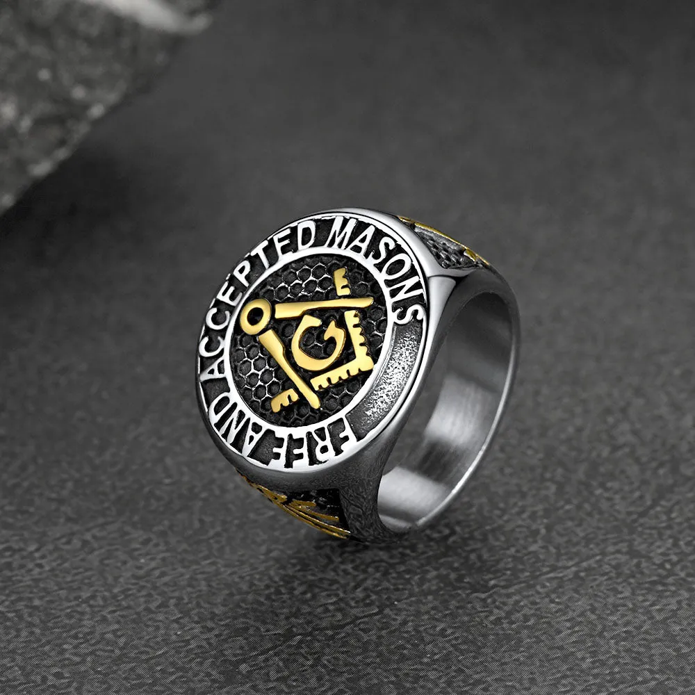 Stainless Steel Masonic Signet Ring for Men Freemasonry sold by FaithHeart product image thumbnail 4