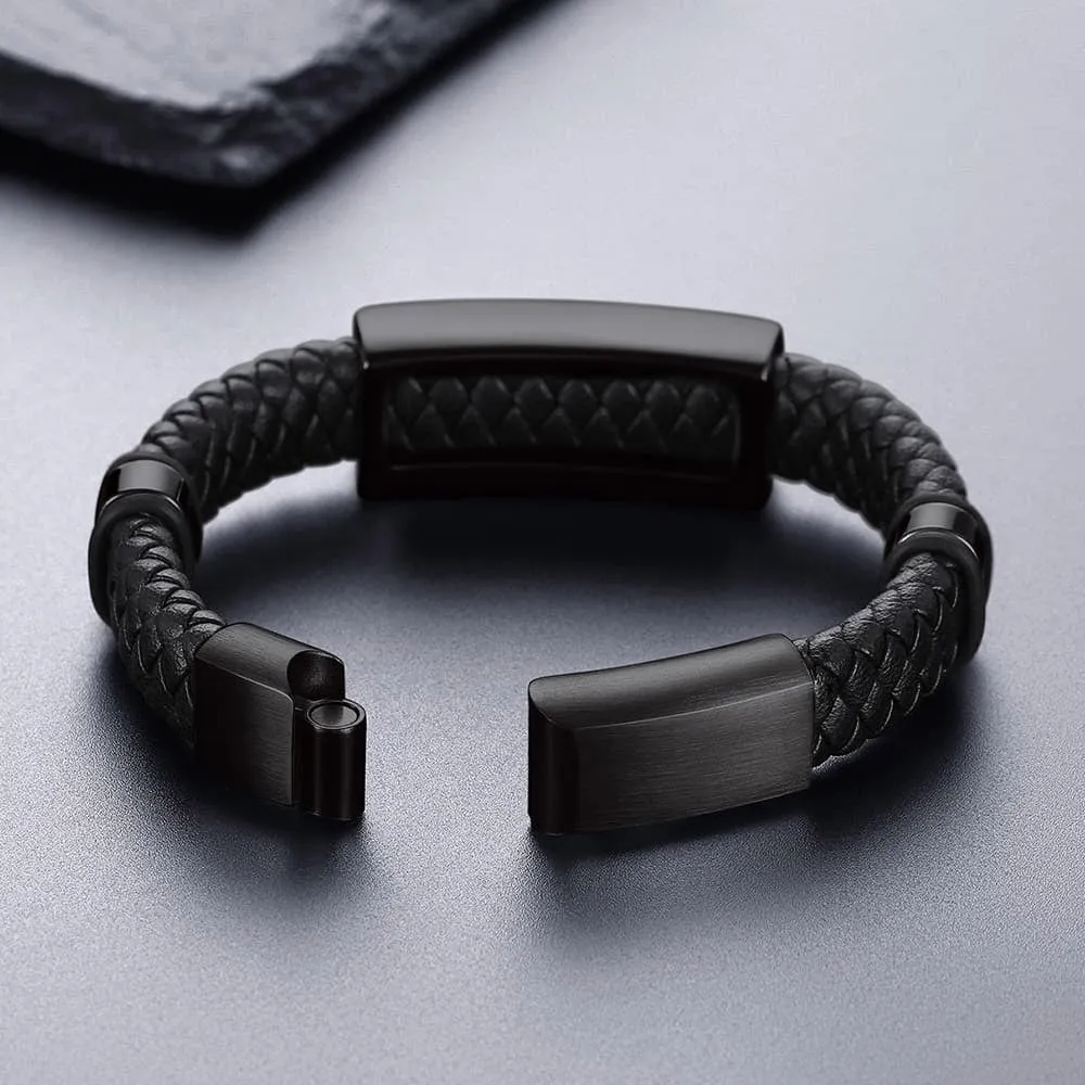 Star of David Leather Bracelet Cuff for Men sold by FaithHeart product image thumbnail 3