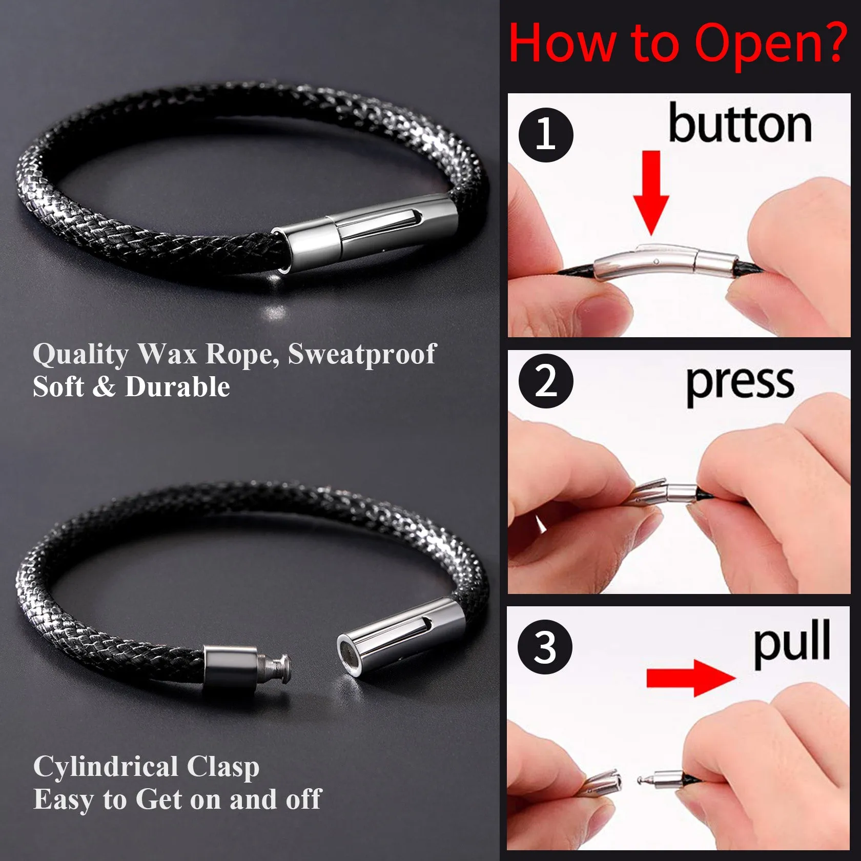 Clasp Braided Genuine Leather Bracelet for Men Women sold by FaithHeart product image thumbnail 5