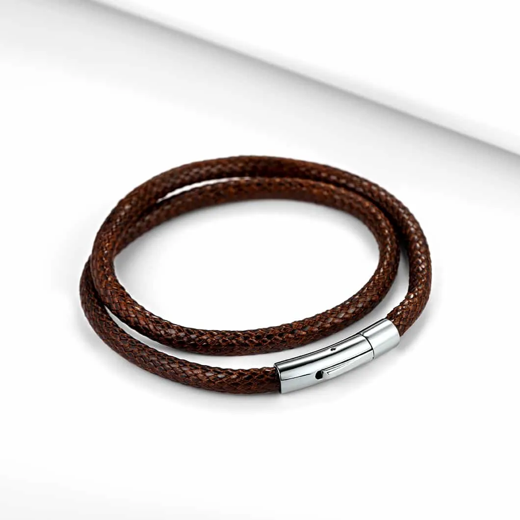 Handcrafte Clasp Braided Double Row Leather Bracelet for Men sold by FaithHeart product image thumbnail 3