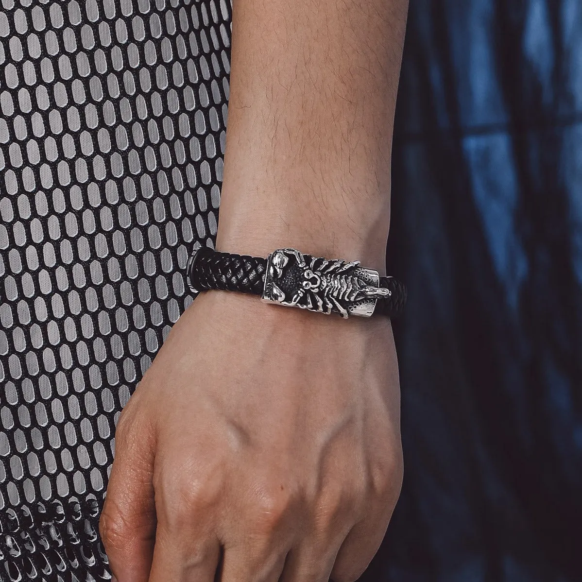 Punk Scorpion Black Braided Leather Bracelet Bangle Gift for Men Son Grandson sold by FaithHeart product image thumbnail 2