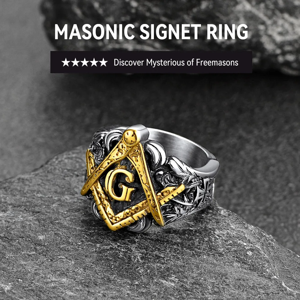 Masonic Freemason Master Engraved Signet Ring for Men sold by FaithHeart product image thumbnail 5