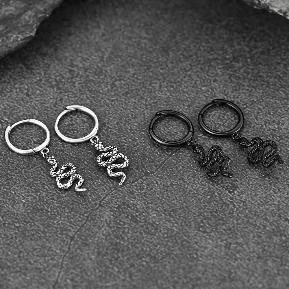 Sterling Silver Snake Dangle Hoop Earrings for Men Women sold by FaithHeart product image thumbnail 4