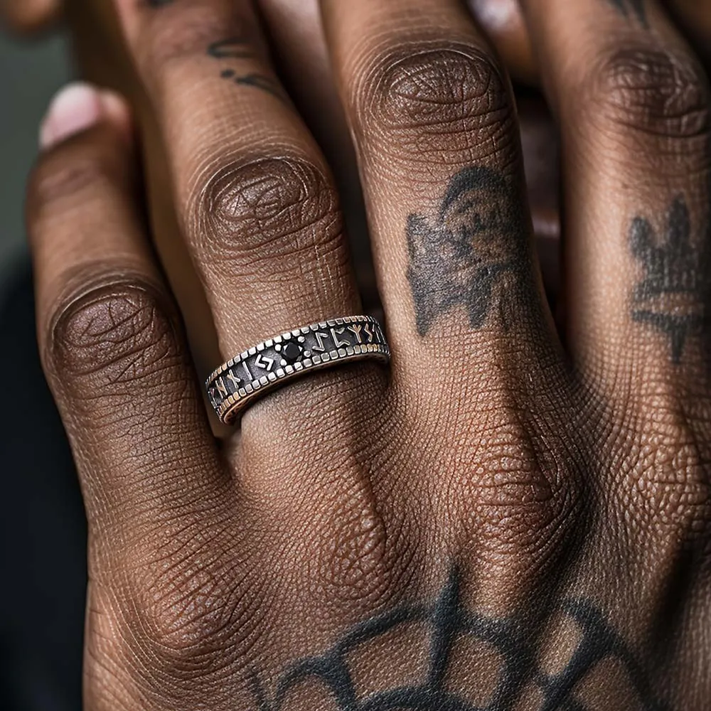 Sterling Silver Norse Runes Ring with Black Onyx sold by FaithHeart product image thumbnail 2