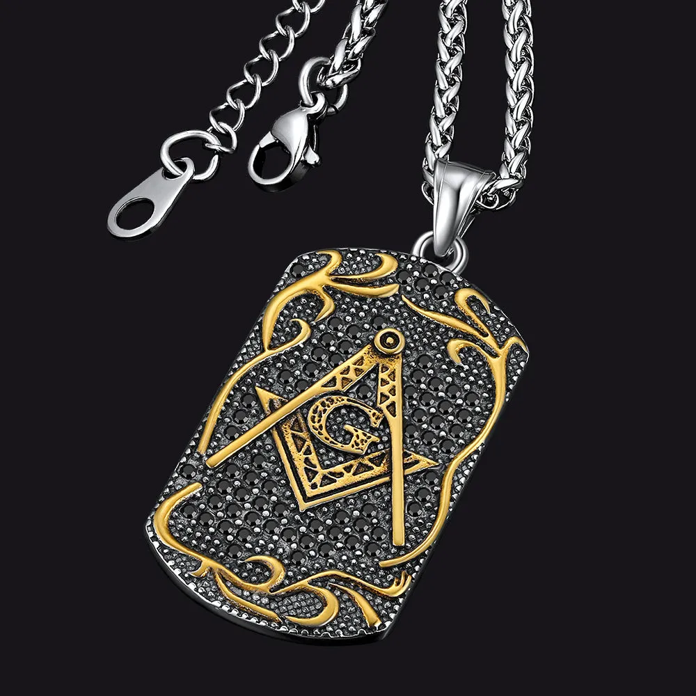 Engraved Masonic Freemason Dog Tag Necklace for Men sold by FaithHeart