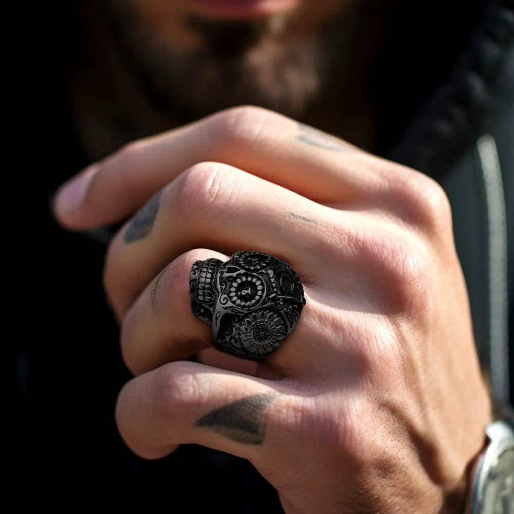 Punk Masonic Sugar Skull Ring for Men sold by FaithHeart product image thumbnail 3