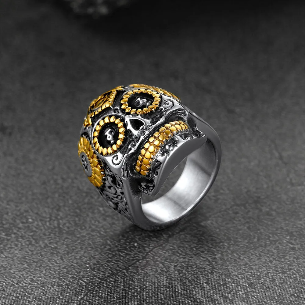 Punk Masonic Sugar Skull Ring for Men sold by FaithHeart product image thumbnail 5