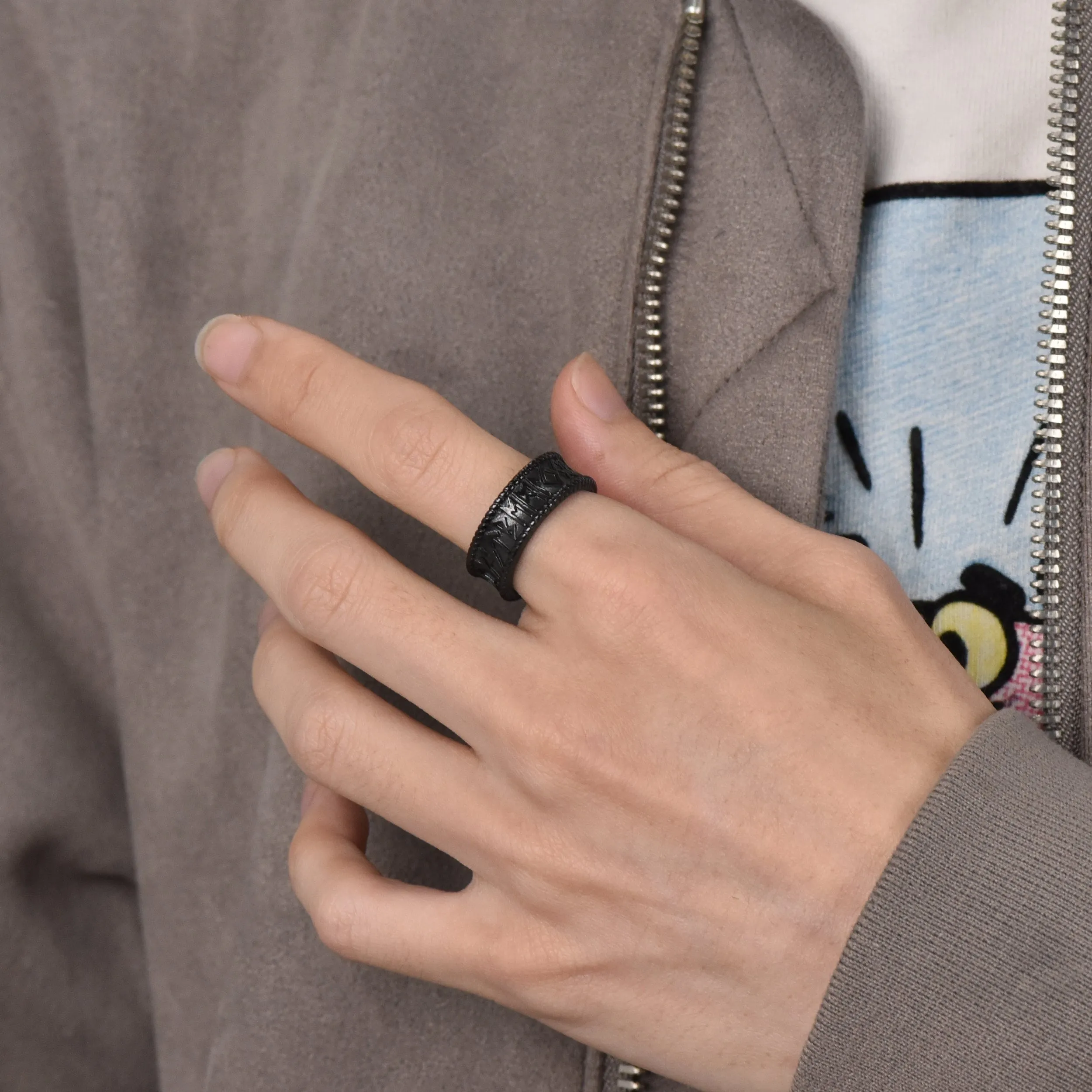 Stainless Steel Norse Viking Runes Band Ring for Men sold by FaithHeart product image thumbnail 3