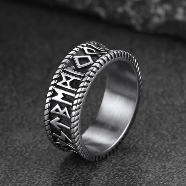 Stainless Steel Norse Viking Runes Band Ring for Men sold by FaithHeart product image thumbnail 5