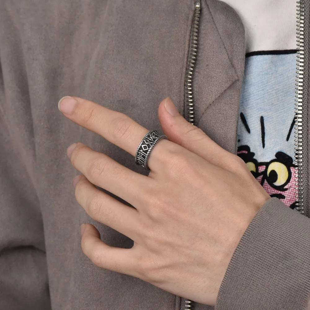 Stainless Steel Norse Viking Runes Band Ring for Men sold by FaithHeart product image thumbnail 2