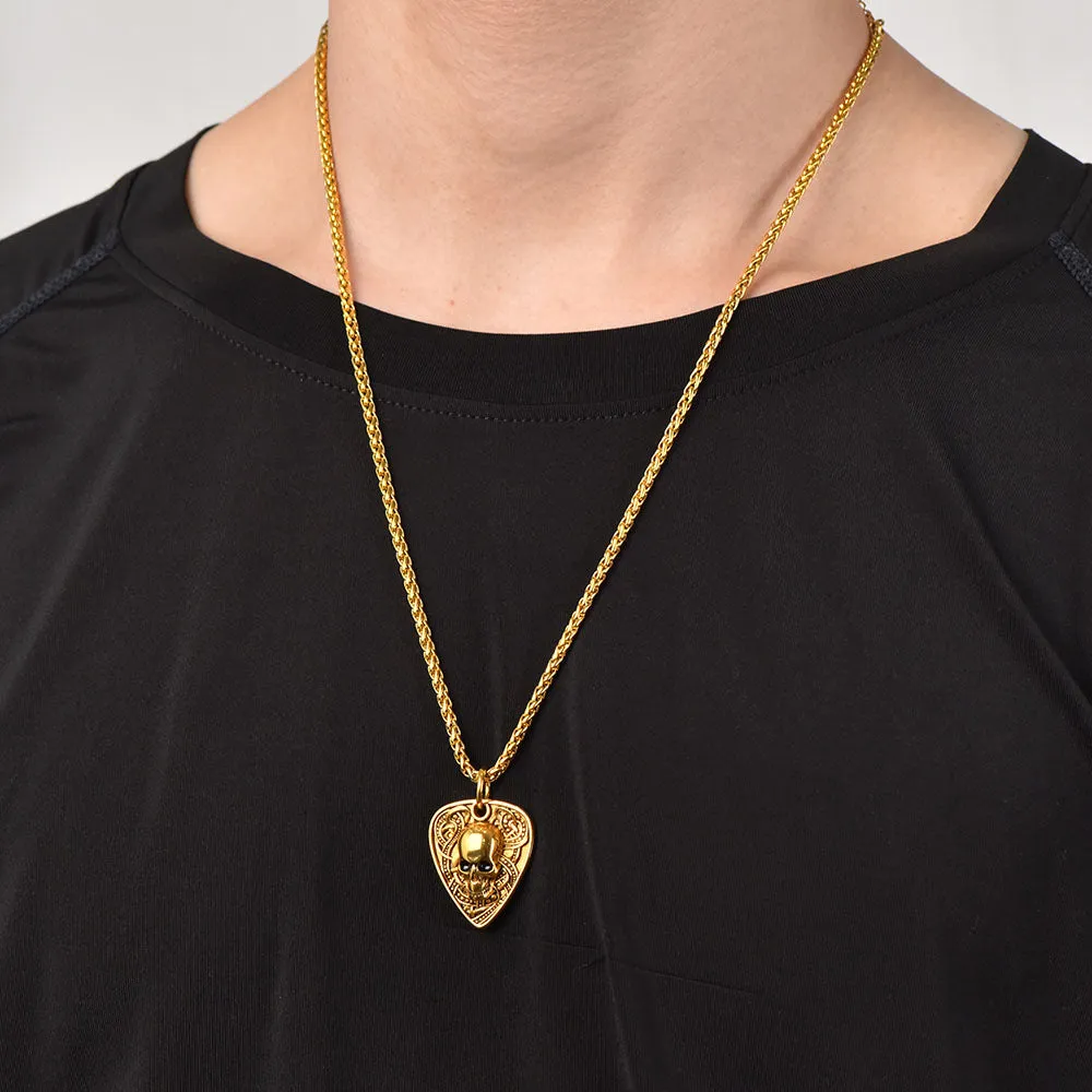 Punk Skull Guitar Pick Pendant Necklace for Men sold by FaithHeart product image thumbnail 3