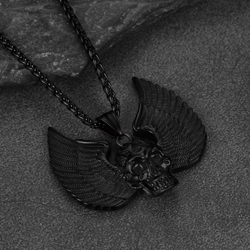 Gothic Flame Winged Skull Pendant Necklace for Men sold by FaithHeart product image thumbnail 5