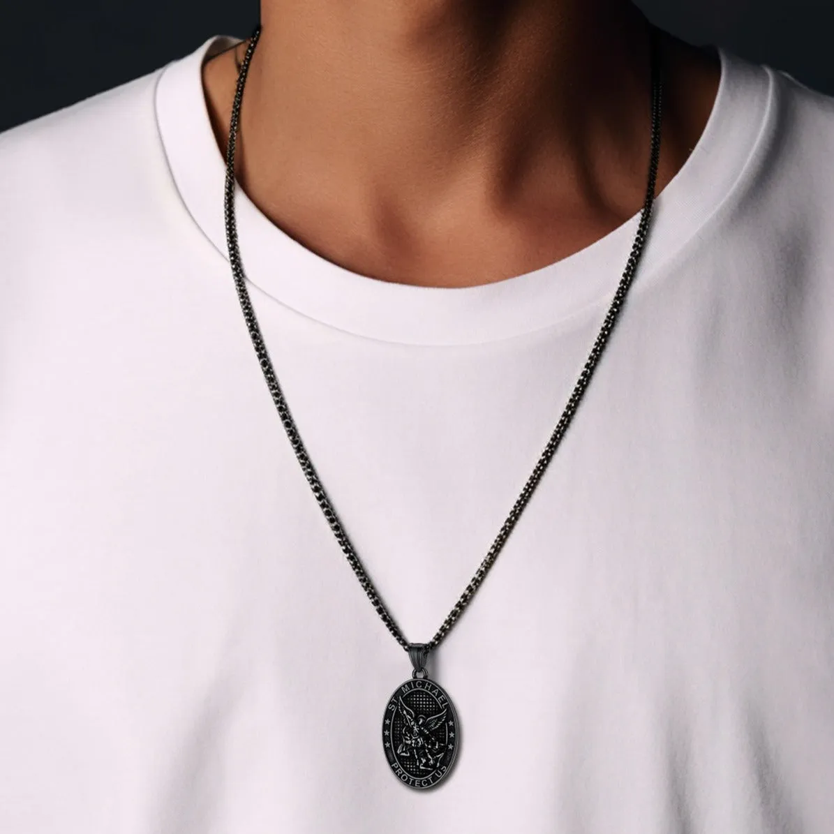Oval Archangel Saint Michael Necklace Medal sold by FaithHeart product image thumbnail 4