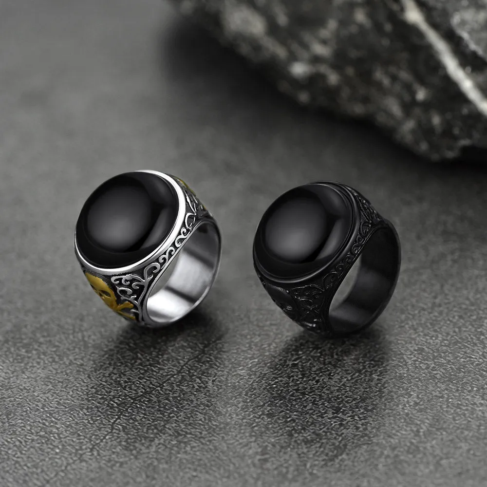 Gothic Black Onyx Signet Ring with Skull for Men sold by FaithHeart product image thumbnail 5