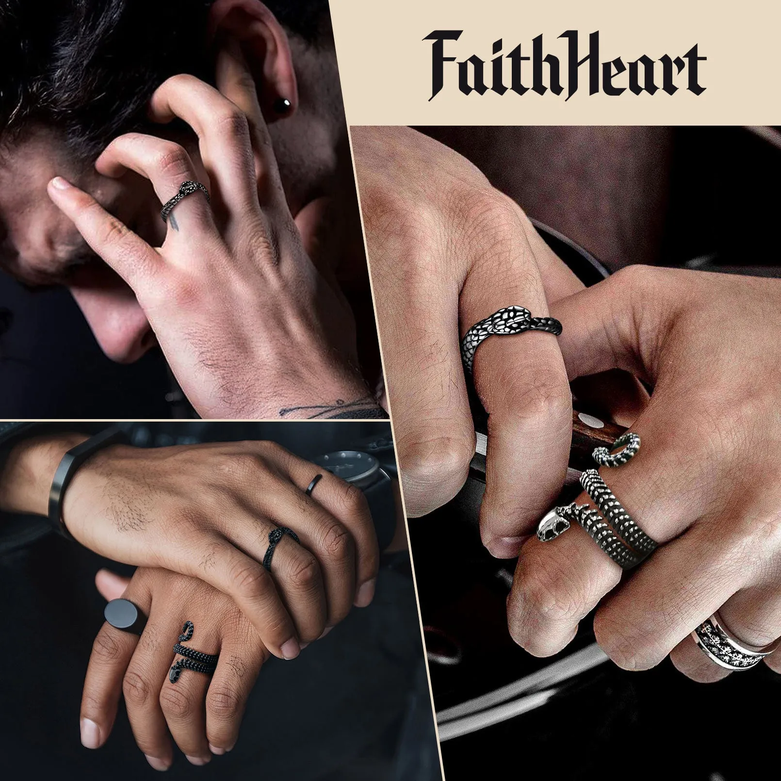 Stainless Steel Midi Snake Band Ring for Men Women sold by FaithHeart product image thumbnail 2