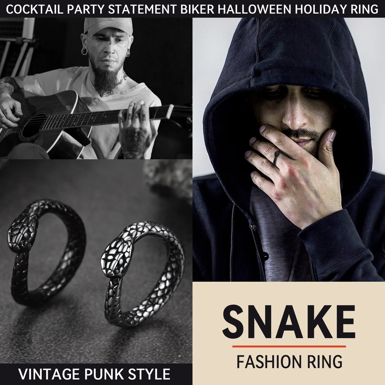 Stainless Steel Midi Snake Band Ring for Men Women sold by FaithHeart product image thumbnail 3