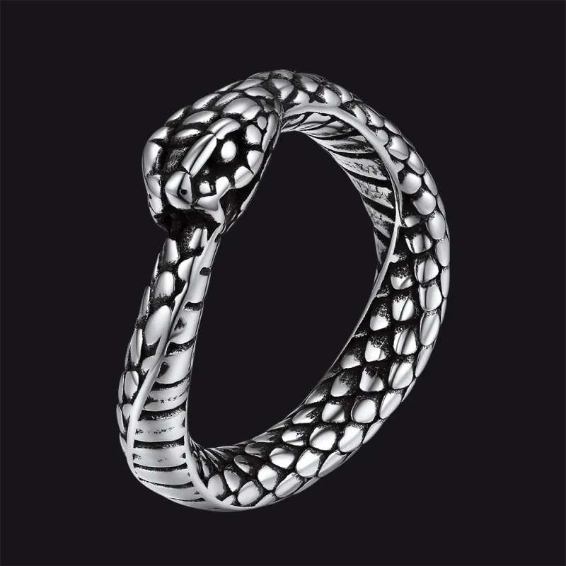 Stainless Steel Midi Snake Band Ring for Men Women sold by FaithHeart