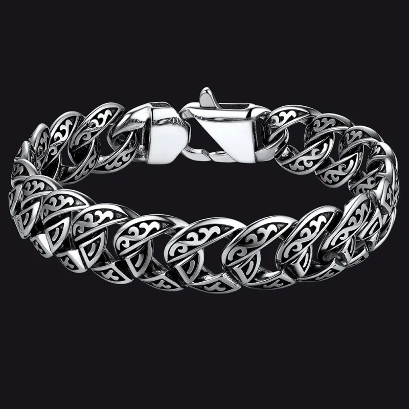 Stainless Steel Celtic Chunky Cuban Link Chain Bracelet for Men sold by FaithHeart