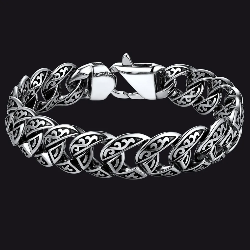 Stainless Steel Celtic Chunky Cuban Link Chain Bracelet for Men sold by FaithHeart