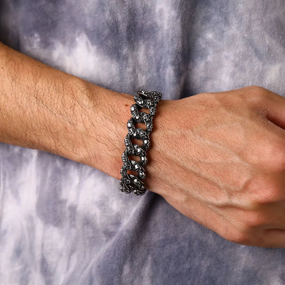 Chunky Heavy Skull Cuban Link Chain Bracelet for Men, 16MM Width sold by FaithHeart product image thumbnail 2