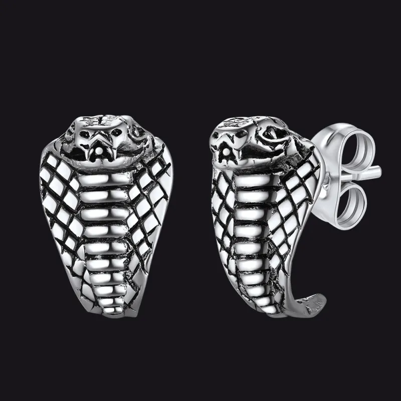 Punk Cobra Snake Stud Earrings for Men sold by FaithHeart