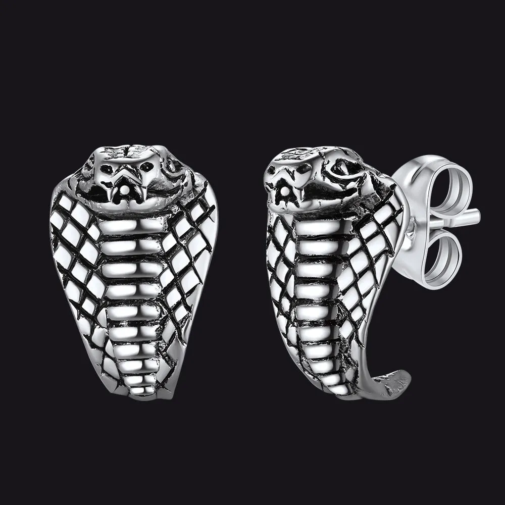 Punk Cobra Snake Stud Earrings for Men sold by FaithHeart