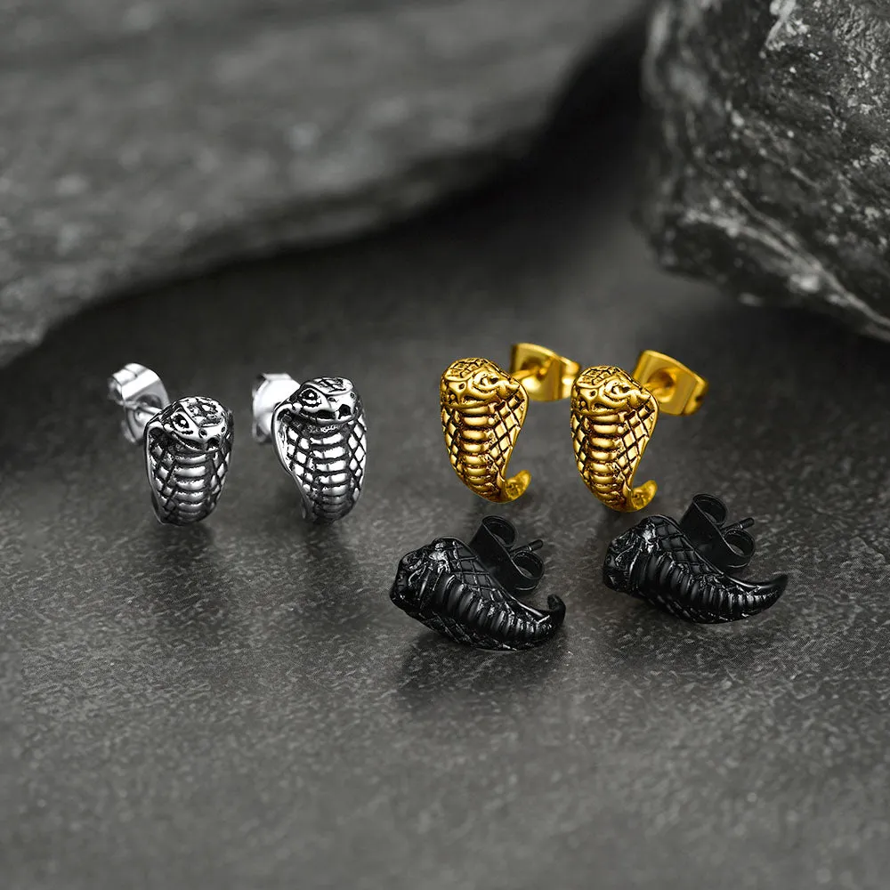 Punk Cobra Snake Stud Earrings for Men sold by FaithHeart product image thumbnail 4