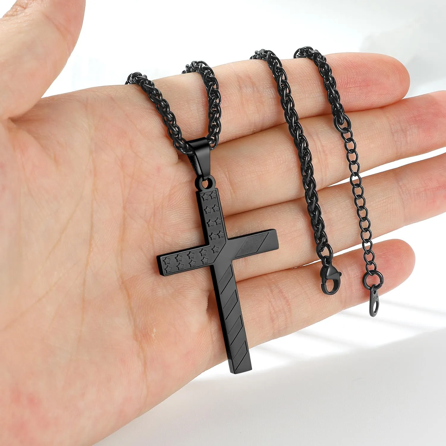 Patriotic American Flag Cross Pendant Necklace for Men Women sold by FaithHeart product image thumbnail 5