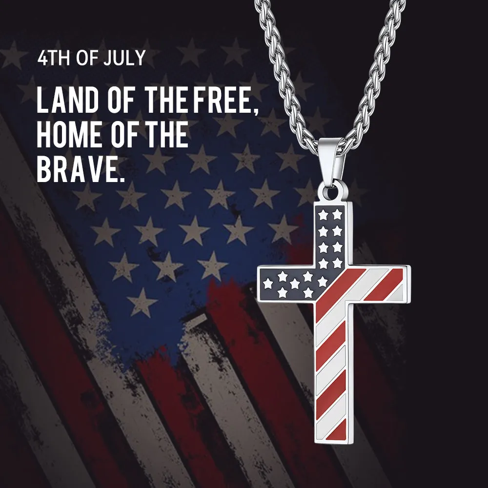 American Flag Cross Pendant Necklace for Men Women sold by FaithHeart product image thumbnail 4