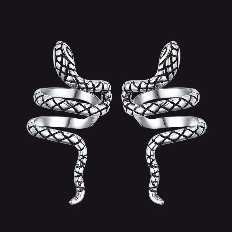 925 Silver Coiled Snake Ear Cuff Earrings sold by FaithHeart