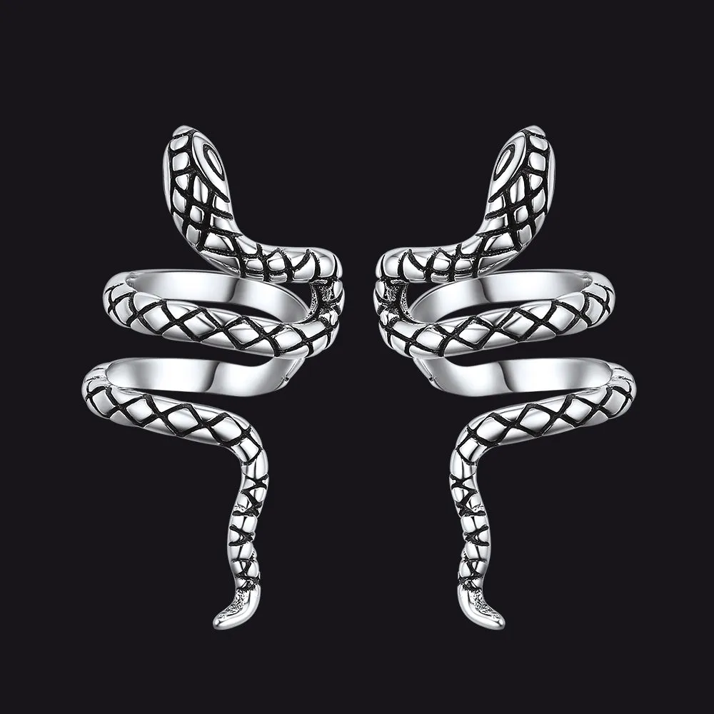 925 Silver Coiled Snake Ear Cuff Earrings sold by FaithHeart