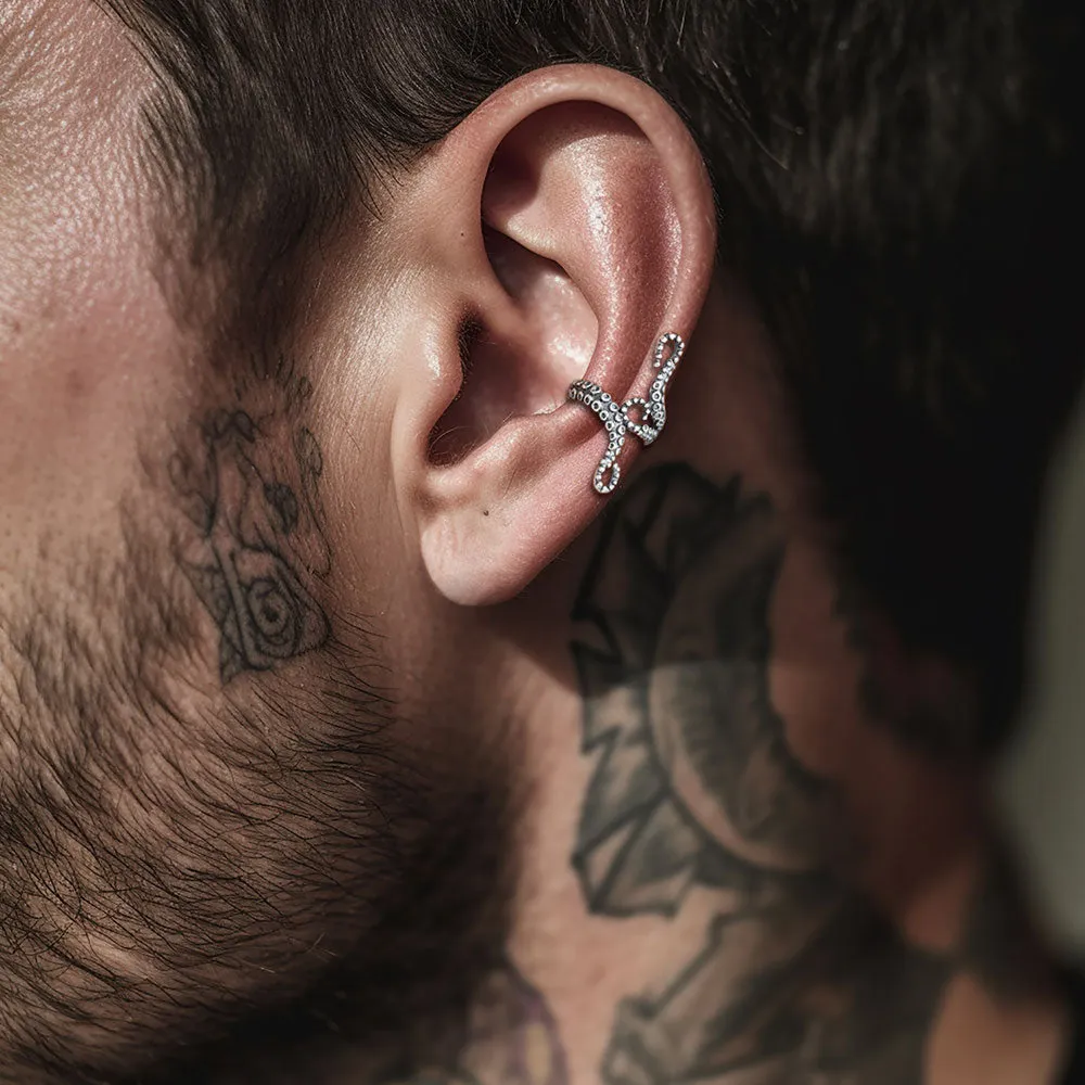 Sterling Silver Octopus Ear Cuff Earrings for Men sold by FaithHeart product image thumbnail 2